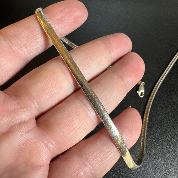 VTG Solid Sterling Silver 925 Italy Omega Chain Necklace Size 16.25'' Length - Picture 3 of 7